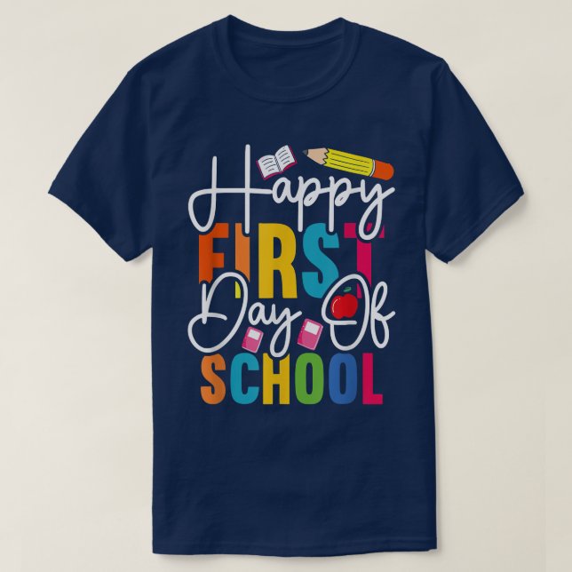 Camiseta Feliz Primeiro Dia de Professores da Escola Vibes  (Frente do Design)