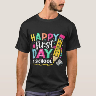 Camiseta Feliz Primeiro Dia De Professores De Lápis Da Esco