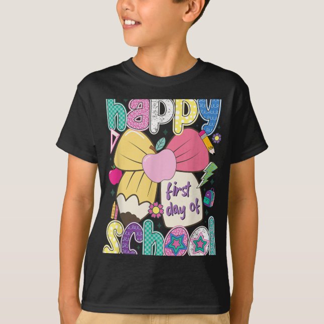 Camiseta Feliz Primeiro Dia De Professores De Lápis Na Esco (Frente)