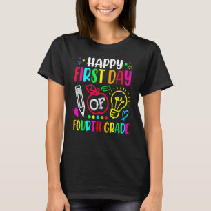 Camiseta Feliz Primeiro Dia de Professores Do 4º Ano Crianç
