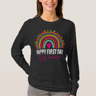 Camiseta Feliz Primeiro Dia De Professores Estudantes Rainb