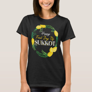 Camiseta Feliz Primeiro Dia De Sukkot Lulav Palm Tree Israe