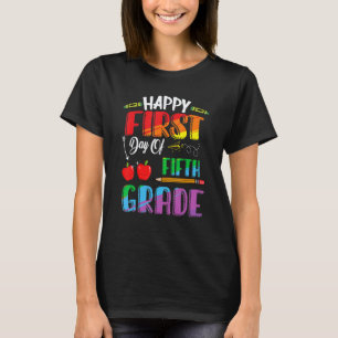 Camiseta Feliz Primeiro Dia Do 5º Ano De Volta À Escola Men