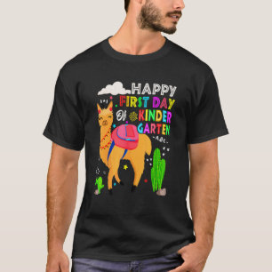 Camiseta Feliz Primeiro Dia Do Jardim De Infância Lhama Cri