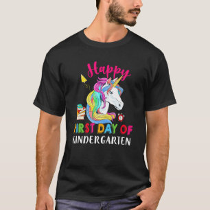 Camiseta Feliz Primeiro Dia Do Jardim De Infância Unicórnio