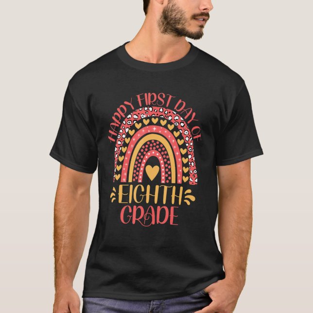 Camiseta Feliz Primeiro Dia do Oitavo Ano, 8º Ano, De Volta (Frente)