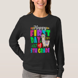 Camiseta Feliz Primeiro Dia Do Quinto Ano Lhama De Volta à 