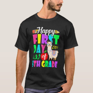Camiseta Feliz Primeiro Dia Do Quinto Ano Lhama De Volta à 