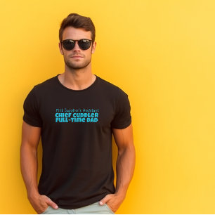 Camiseta Feliz primeiro Dia dos Pais humor em letras pretas