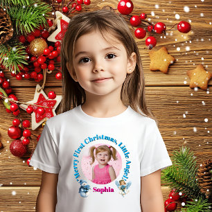 Camiseta Feliz Primeiro Natal Pequeno Presente de Foto do A