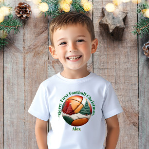 Camiseta Feliz Primeiro Presente de Natal de Futebol
