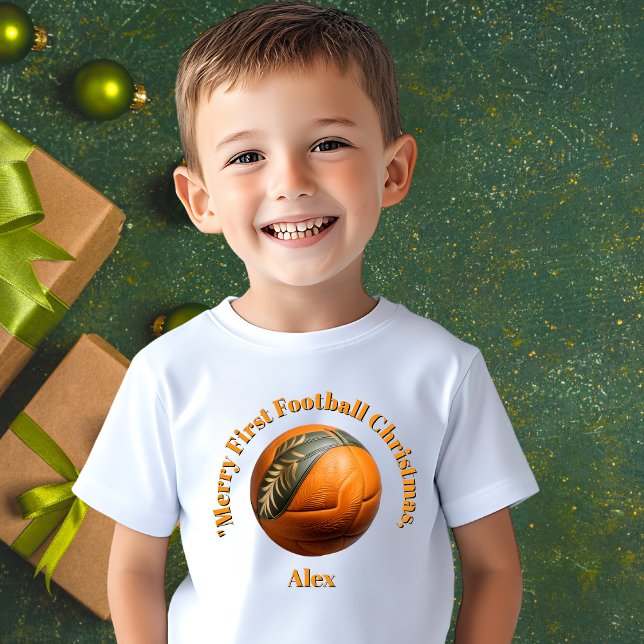 Camiseta Feliz Primeiro Presente de Natal de Futebol (Criador carregado)