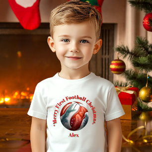 Camiseta Feliz Primeiro Presente de Natal de Futebol