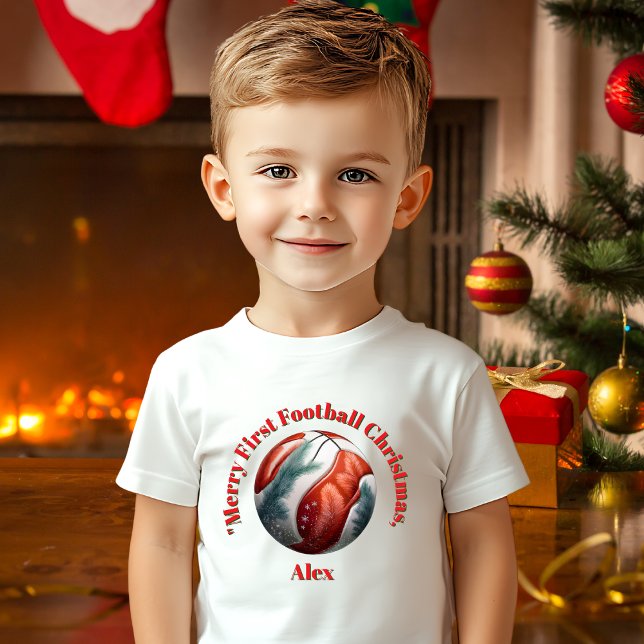 Camiseta Feliz Primeiro Presente de Natal de Futebol (Criador carregado)