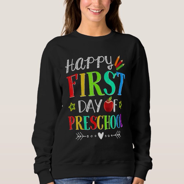 Camiseta Feliz Primeiro Professor De Pré-Escolas De Volta A (Frente)