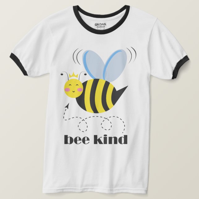 Camiseta Feliz princesa de abelhas com coroa e slogan Bela (Frente do Design)