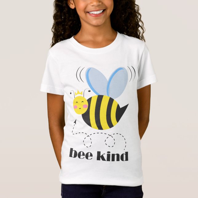 Camiseta Feliz princesa de abelhas com coroa e slogan Bela (Frente)