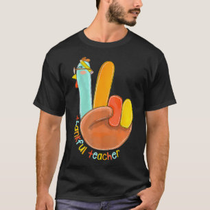 Camiseta Feliz Professor Engraçado Ação de Graças à Mão de 