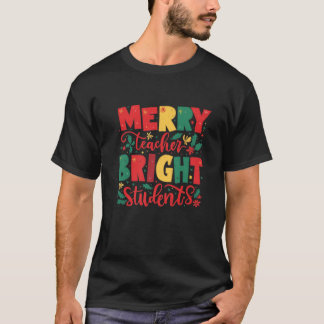 Camiseta Feliz Professora Brilhante Estudantes Xmas Corresp