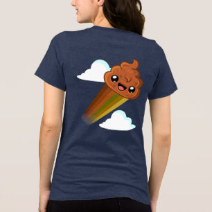 Camiseta Feliz "Pudim" com Impressão de Impulso nas Costas 