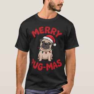 Camiseta Feliz Pug-natal Pugsmas Natal Papai Noel Pug Mãe P