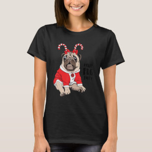 Camiseta Feliz Pug Party Pugmas Pugmas Cute Puggy Face Dog