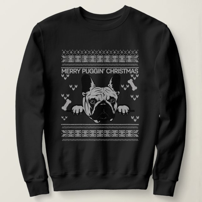 Camiseta Feliz Puggin Natal Sweater (Frente do Design)