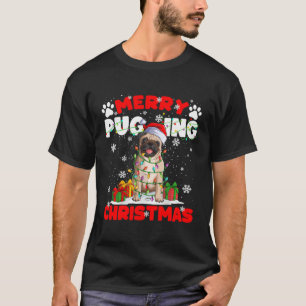 Camiseta Feliz Pugging Natal Xmas Pug Papais noeis Cachorro