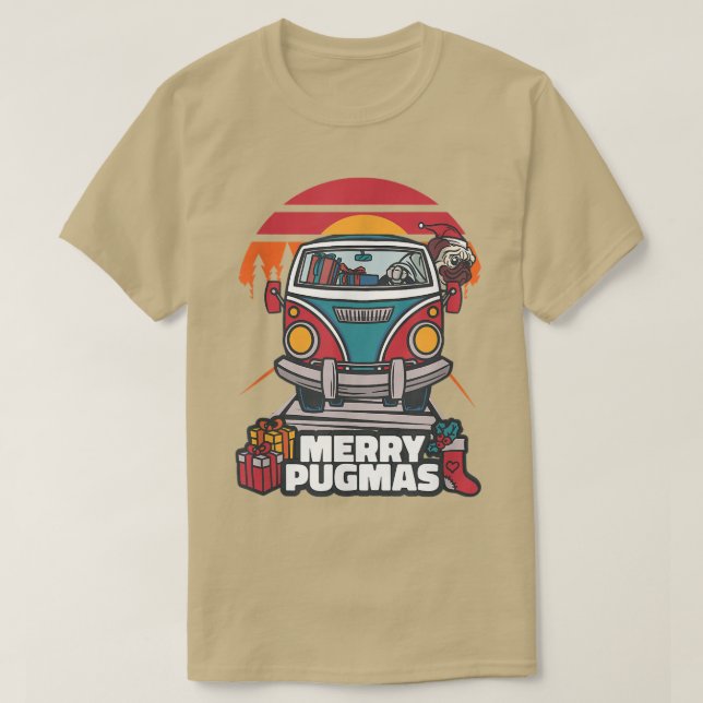 Camiseta Feliz Pugmas 2022 Xmas Pug Ugly Papais noeis Natal (Frente do Design)