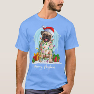 Camiseta Feliz Pugmas, Cachorro Pug, Árvore de Natal