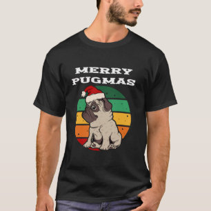 Camiseta Feliz Pugmas Engraçado Cachorro de Natal Pug
