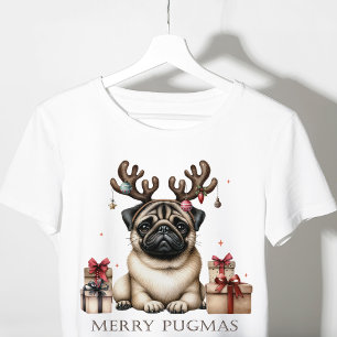 Camiseta Feliz Pugmas Festa de Natal Pug