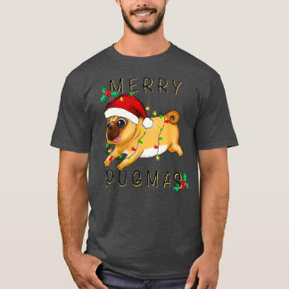 Camiseta Feliz Pugmas natalino Cute Pug Lover Girl Boy Wom