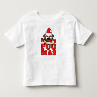 Camiseta Feliz Pugmas Papais noeis bonitos Pug Toddler T-sh