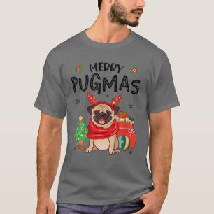 Camiseta Feliz Pugmas Pug Cachorro Ao Longo Do Natal Xmas E