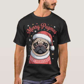 Camiseta Feliz Pugmas Pug Cachorro Papai Noel Natal Fofo Am