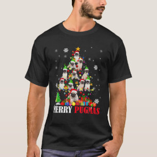 Camiseta Feliz Pugmas Xmas Papais noeis Luzes Elf Pug Natal