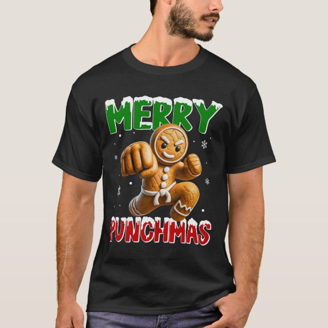 Camiseta Feliz Punchmas taekwondo Karate Gingerbird Mães (Frente)