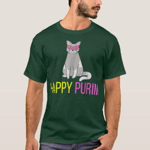 Camiseta Feliz Purim Cat Engraçado Fosse Judeu Feriado