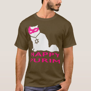 Camiseta Feliz Purim Cat Engraçado Fosse Judeu Feriado Puri