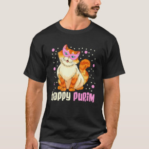 Camiseta Feliz Purim Gato Costume Judeu Presente