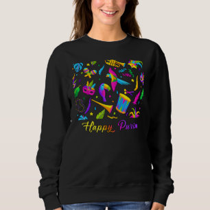 Camiseta Feliz Purim Grager Música Drums E Máscaras Design