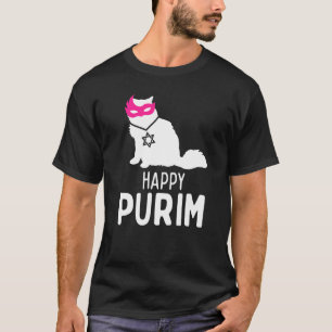 Camiseta Feliz Purim Idea Cat Hebraico Judeu Holida