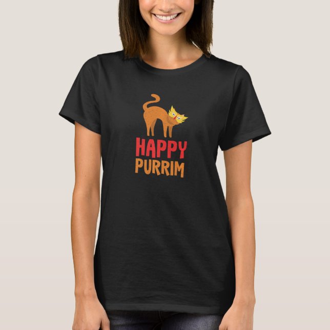 Camiseta Feliz Purim Idea Engraçado Gato Hebraico Judeu H (Frente)