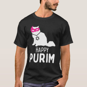 Camiseta Feliz Purim Idea Engraçado Gato Hebraico Judeu H