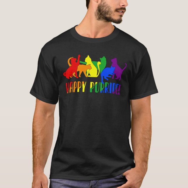 Camiseta Feliz Purride Cat Kitten Pride Lgbt Mês (Frente)