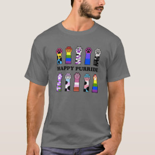 Camiseta Feliz Purride Gatos Patas LGBT Arco-íris Orgulho G