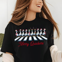 Camiseta Feliz Quackers Pato de Natal Engraçado Festivo