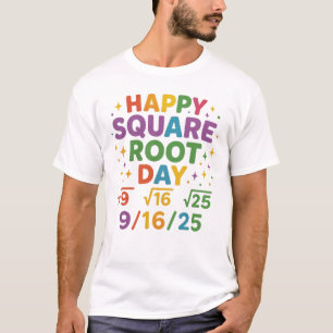 Camiseta Feliz Quadrado Root Day Número de dias quadrados f