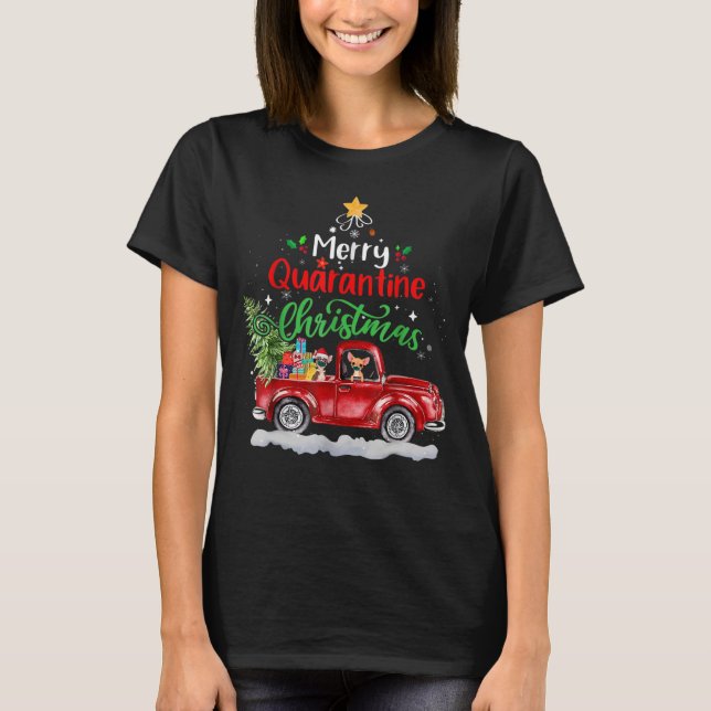 Camiseta Feliz Quarantine Natal 2020 Chihuahua Ride Red (Frente)